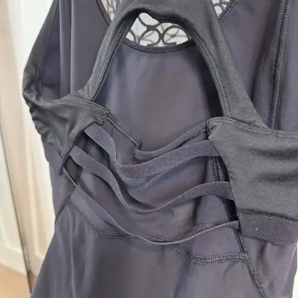 Lululemon Goal Crusher Tank Top Black Luxtreme Lycra Mesh Lace Racerback - Picture 5 of 5
